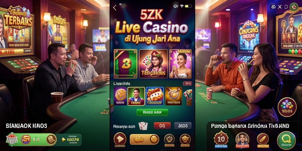 Tampilan gameplay Live Casino yang menegangkan di 5ZK.