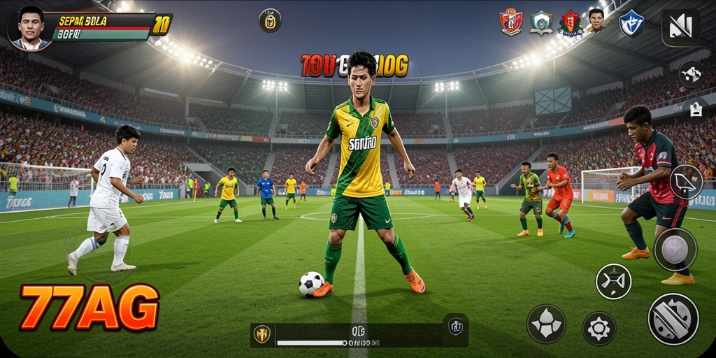 Tampilan gameplay menarik dari 77AG dengan aksi sepak bola yang seru.