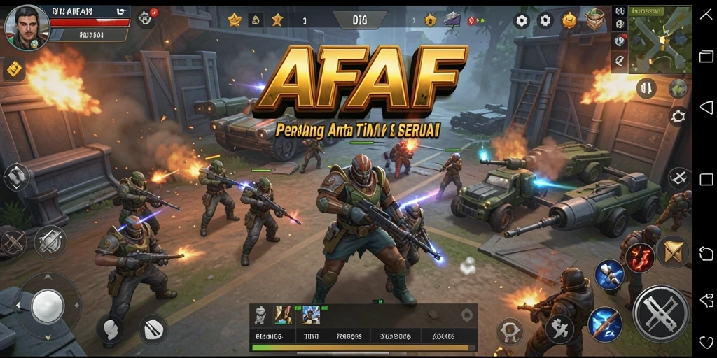 Screenshot AFAF menampilkan aksi seru pertempuran antara tim di arena.