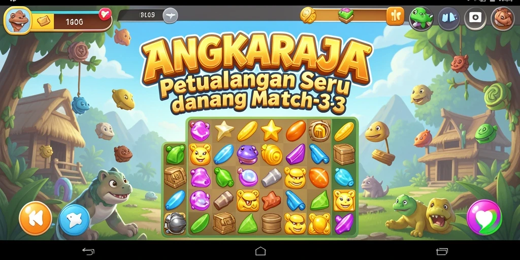Screenshot gameplay ANGKARAJA yang penuh warna dan seru.