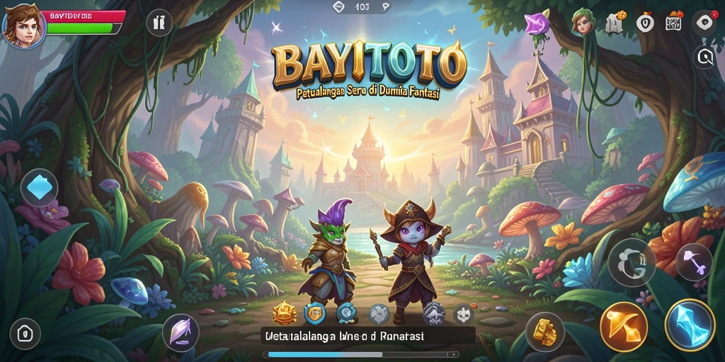 Screenshot gameplay BAYITOTO menunjukkan petualangan seru dalam lingkungan fantastis.