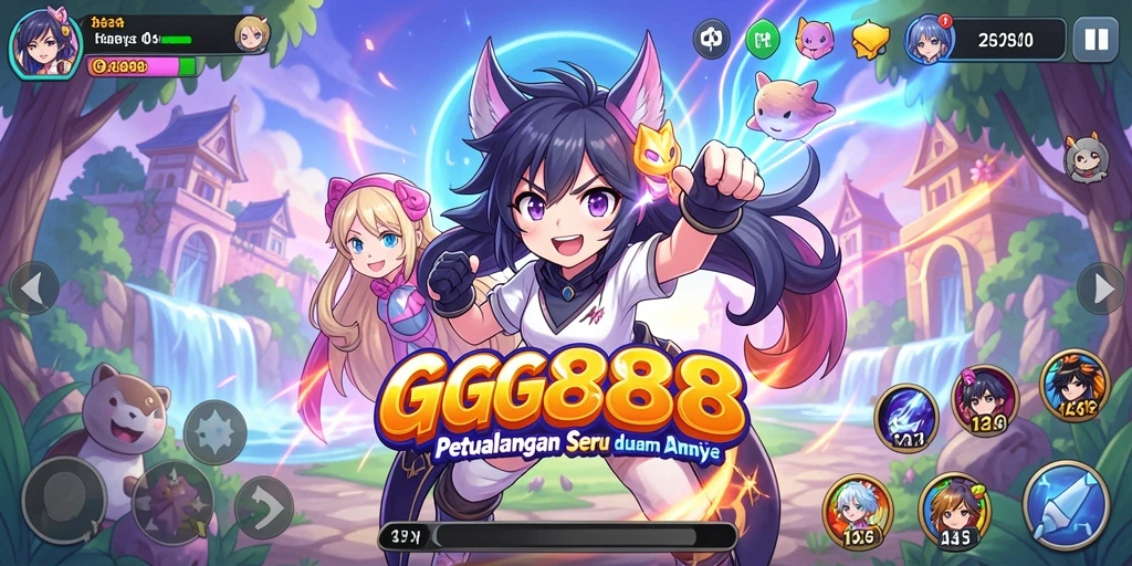 Screenshot GGG888 menampilkan pertarungan seru dengan karakter Anime.