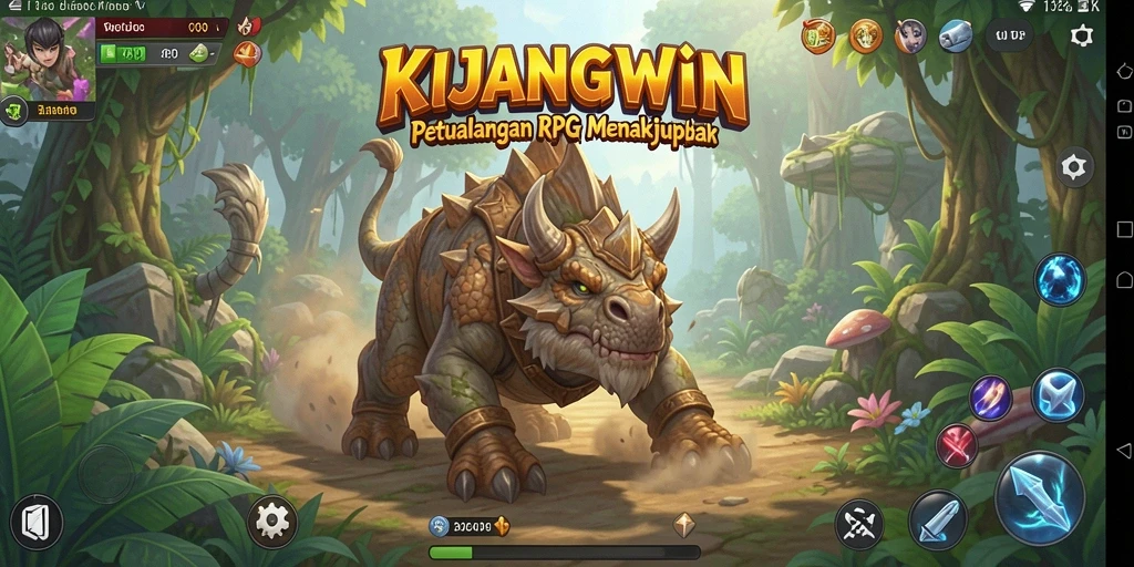 Screenshot utama KIJANGWIN menampilkan gameplay RPG yang mendalam dan menantang.