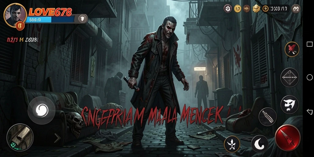 Tampilan gameplay LOVE678 dengan suasana horor yang menegangkan.