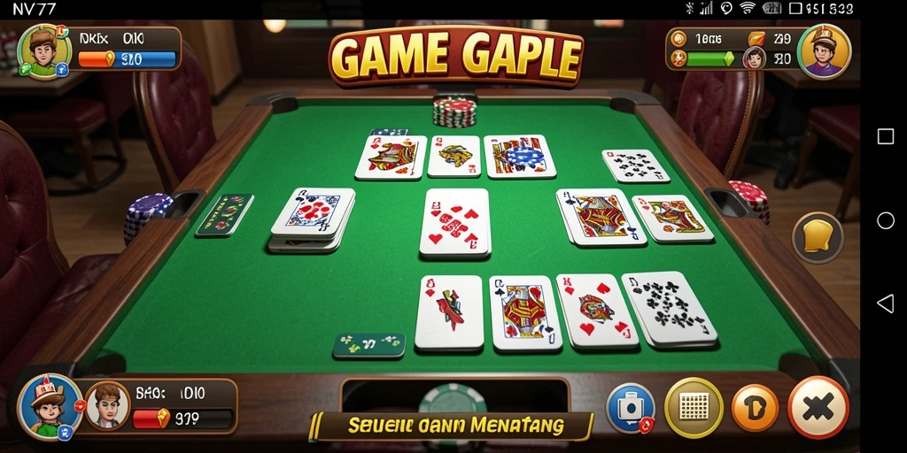 Screenshot gameplay NV77 menampilkan aksi seru permainan Gaple.