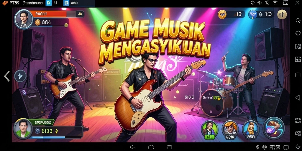 Screenshot gameplay PT89 menampilkan antarmuka permainan musik yang menarik.