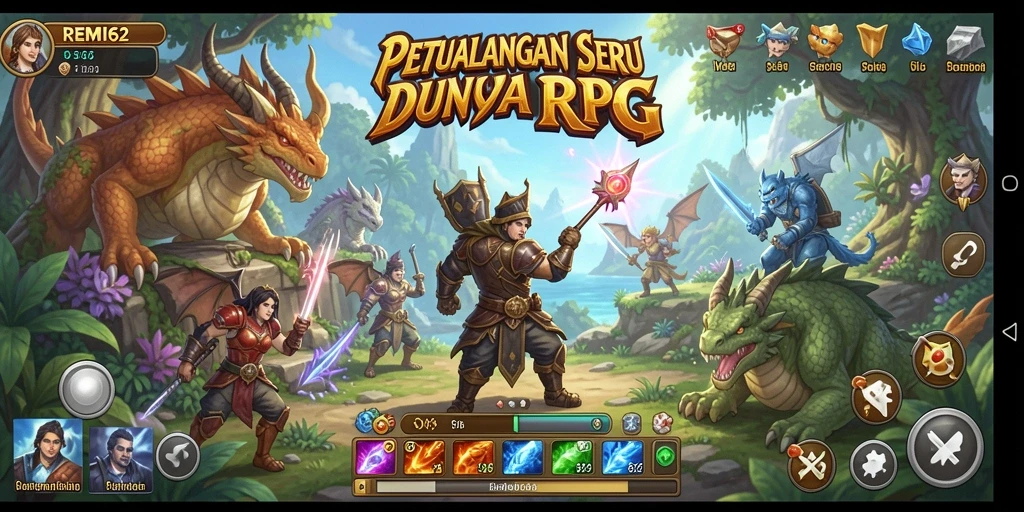Tampilan gameplay seru dari REMI62 menampilkan petualangan RPG yang mendebarkan.