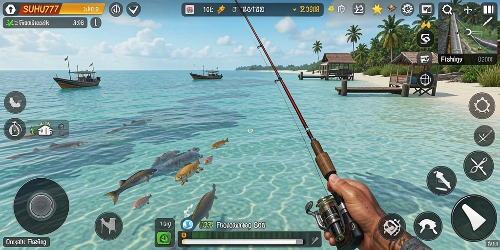 Tampilan utama gameplay Fishing di SUHU777 yang seru.