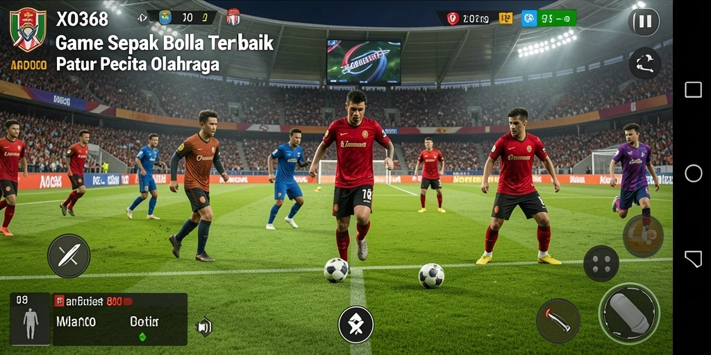 Tampilan gameplay game sepak bola yang menarik dan penuh aksi.
